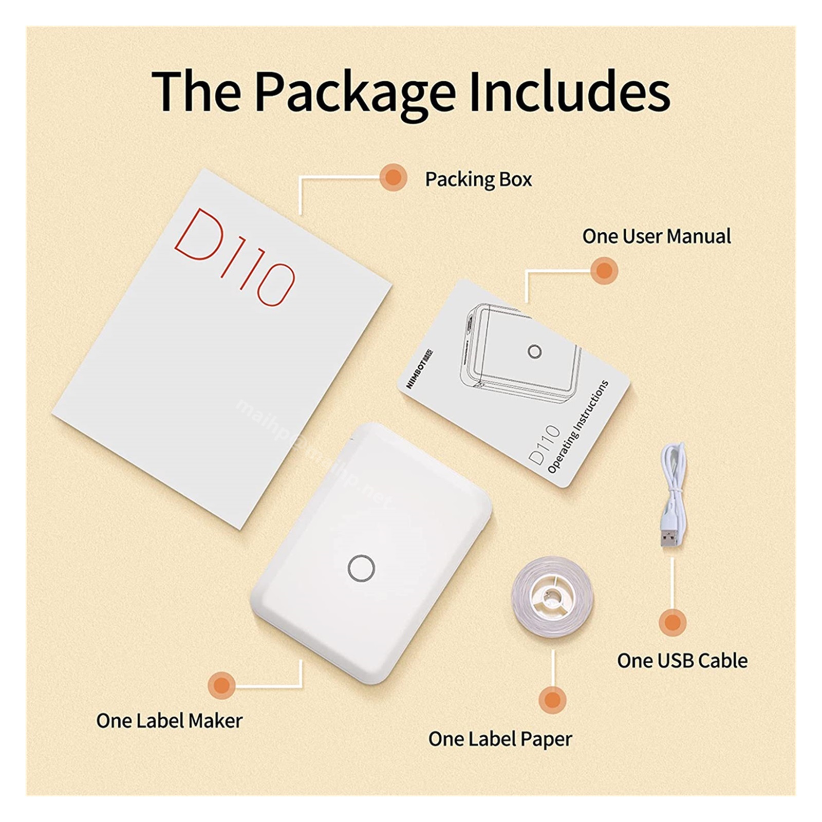 D110 Mini Portable Thermal Label Maker Wireless Bluetooth Sticker Pocket Printer Home Use Storing Organizing Name Label Printer ,Compact Design