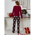 thumbnail image 3 of WEHUSE Christmas Pajamas Womens Long Sleeve Sleepwear Holiday Matching Pjs Comfy Long Pants Lounge Set, 3 of 7