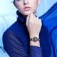 thumbnail image 3 of Reloj unisex de moda con esfera redonda y elegante reloj de pulsera analógico de cuarzo (banda marrón con espejo negro), 3 of 4