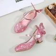thumbnail image 4 of Girls Princess Shoes Sequin Sweet Bow High Heels Wedding Party Dress Shoes Dance Bright Diamond Christmas Day Shoes, 4 of 5