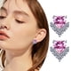 thumbnail image 2 of Pendientes de botón para mujer Pendientes de botón con forma de corazón y circonita cúbica, modernos para aniversario o cumpleaños, 2 of 8