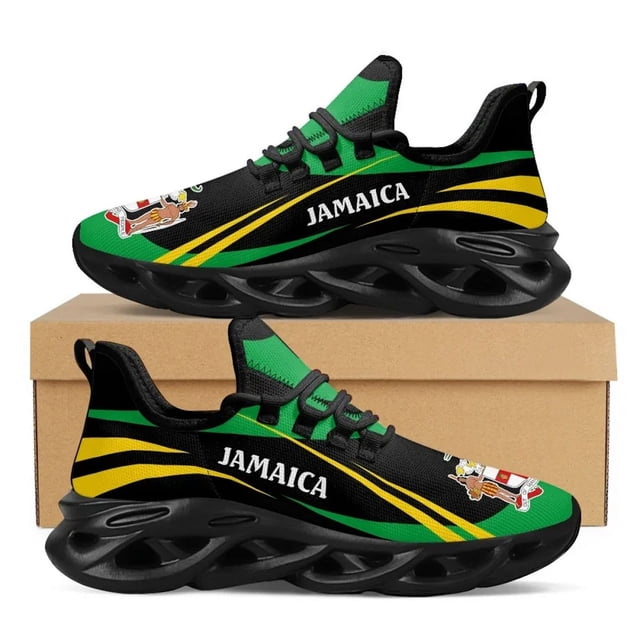 Zapatillas deportivas con estampado de la bandera de Jamaica para mujer, calzado deportivo para correr al aire libre, transpirable, suave y de moda, zapatos casuales para hombre.