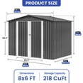 thumbnail image 5 of ModFusion 8x6 ft Storage Shed with Galvanized Steel, Metal Double Door for Backyard, Garden Tools House, Dark Gray, 5 of 11