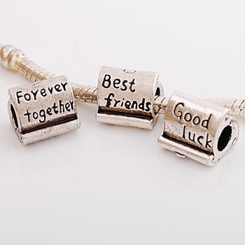 3 Sided Best Friend, Good Luck, Forever Together Charm Spacer