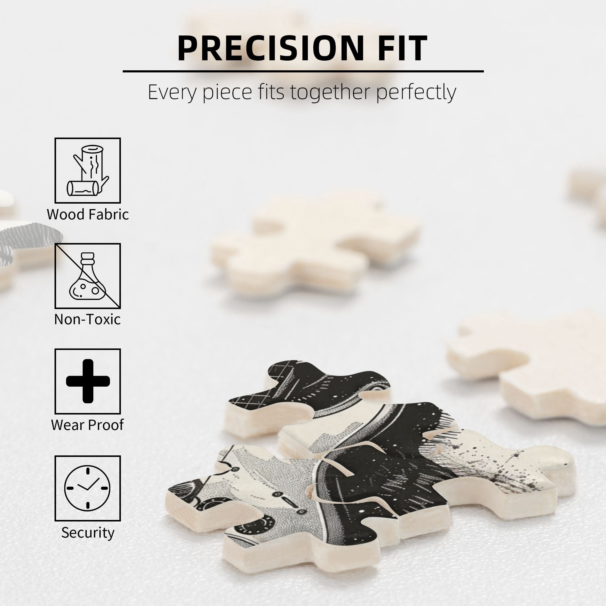 1000 PCS Black Cat'S Music Time - 1000 Piece Funny Animal Jigsaw Puzzles,Relax Yourself,Enjoy The Puzzle Solving Process,Whimsical Wooden Jigsaw Pieces,Exquisite Animal Retro Puzzle As Home Decor