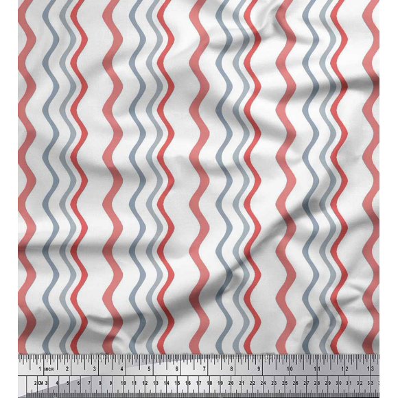 Soimoi Viscose Chiffon Fabric Waves Artistic Printed Craft Fabric by the Yard 42 Inch Wide