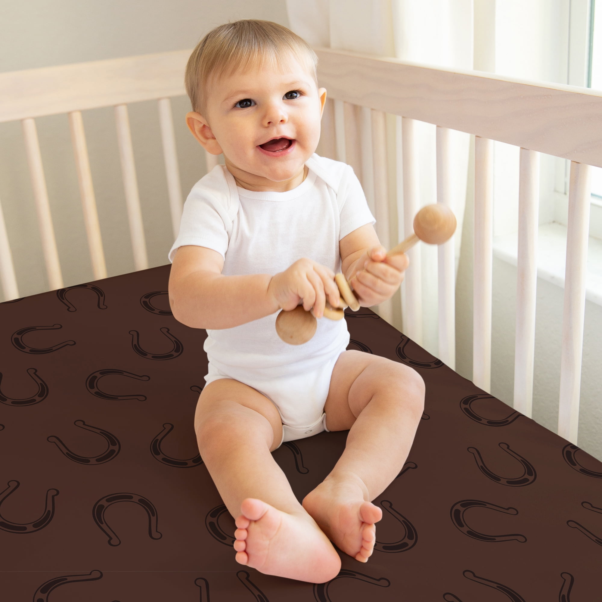 Sweet Jojo Designs Wild West Cowboy Horseshoe Multicolor Fitted Crib Sheets 3 Piece Set