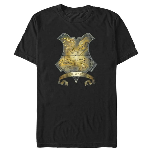 Mens Harry Potter Hogwarts Metallic Shield T Shirt