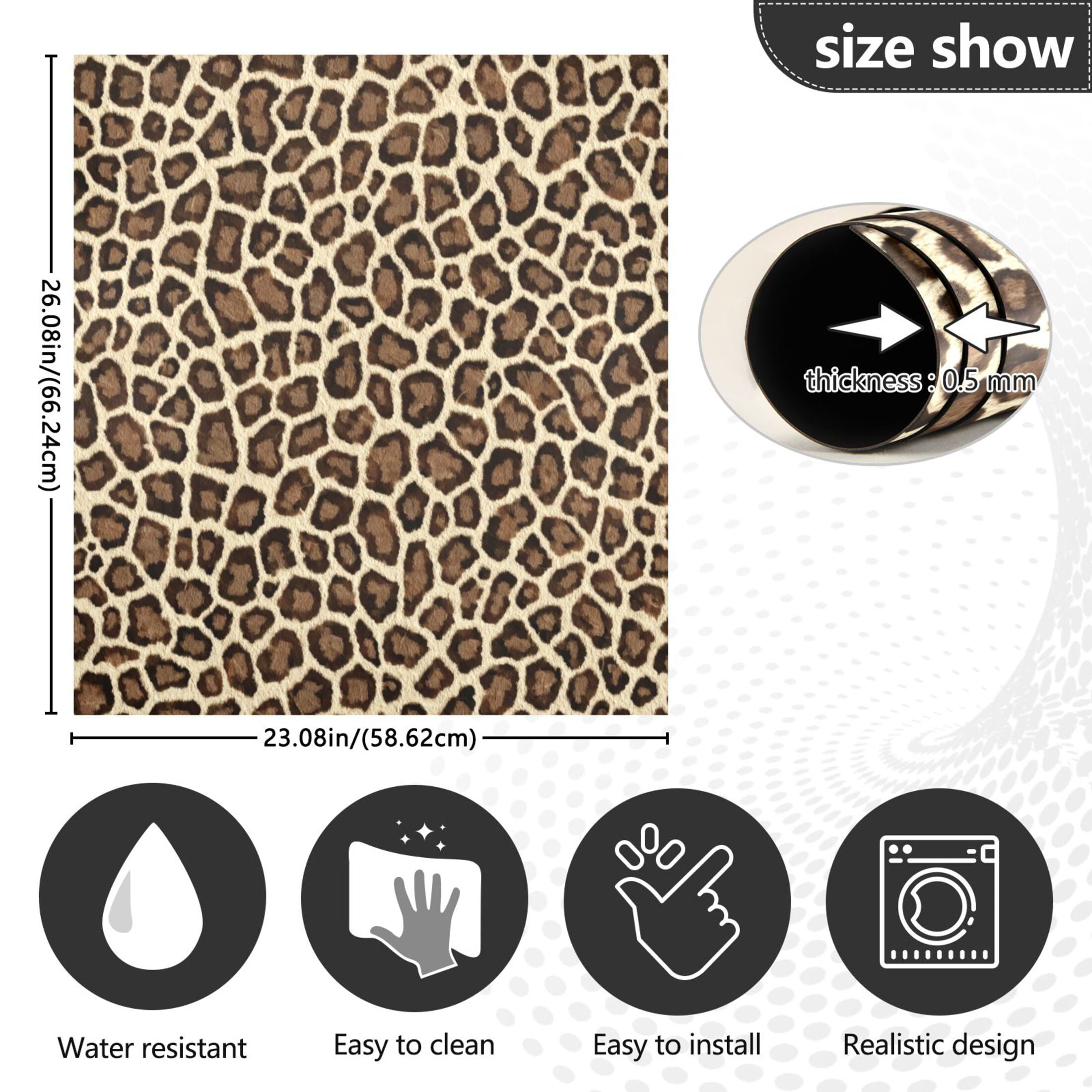 IAUYY Magnetic decorative sticker - 23x26 Inch PVC Refrigerator Decorative Cover, Removable DIY Art for Kitchen Appliances Leopard Pattern
