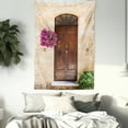 thumbnail image 4 of Tuscan Decor Wall Hanging Tapestry, Image of Rusty Wood Door with Flowers in Italian Town Authentic Nostalgic Building, Bedroom Living Room Dorm Accessories, 40 X 60 Inches, by Ambesonne, 4 of 5