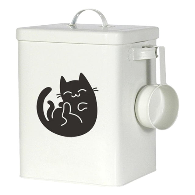 jifeng Distributeur Alimentaire 6L avec Couvercle en Fer Galvanisé Multifonction Blanc