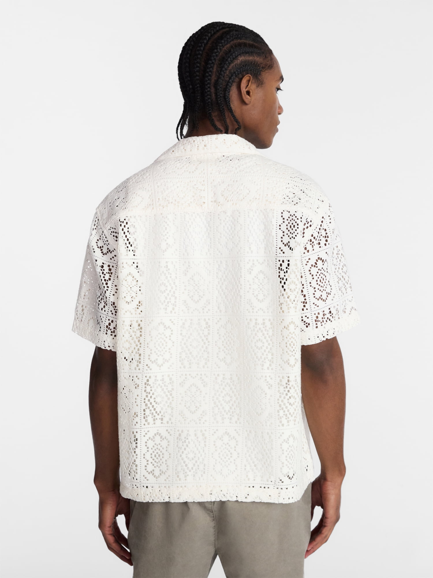 No Boundaries Crochet Shirt with Short Sleeves, Men's XS-4XLT