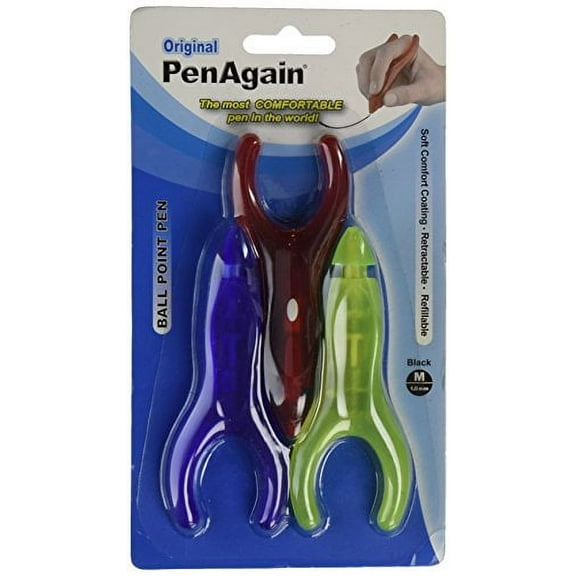 PenAgain 3 Pack Pens RED BLUE GREEN or NEON GREEN (00063)