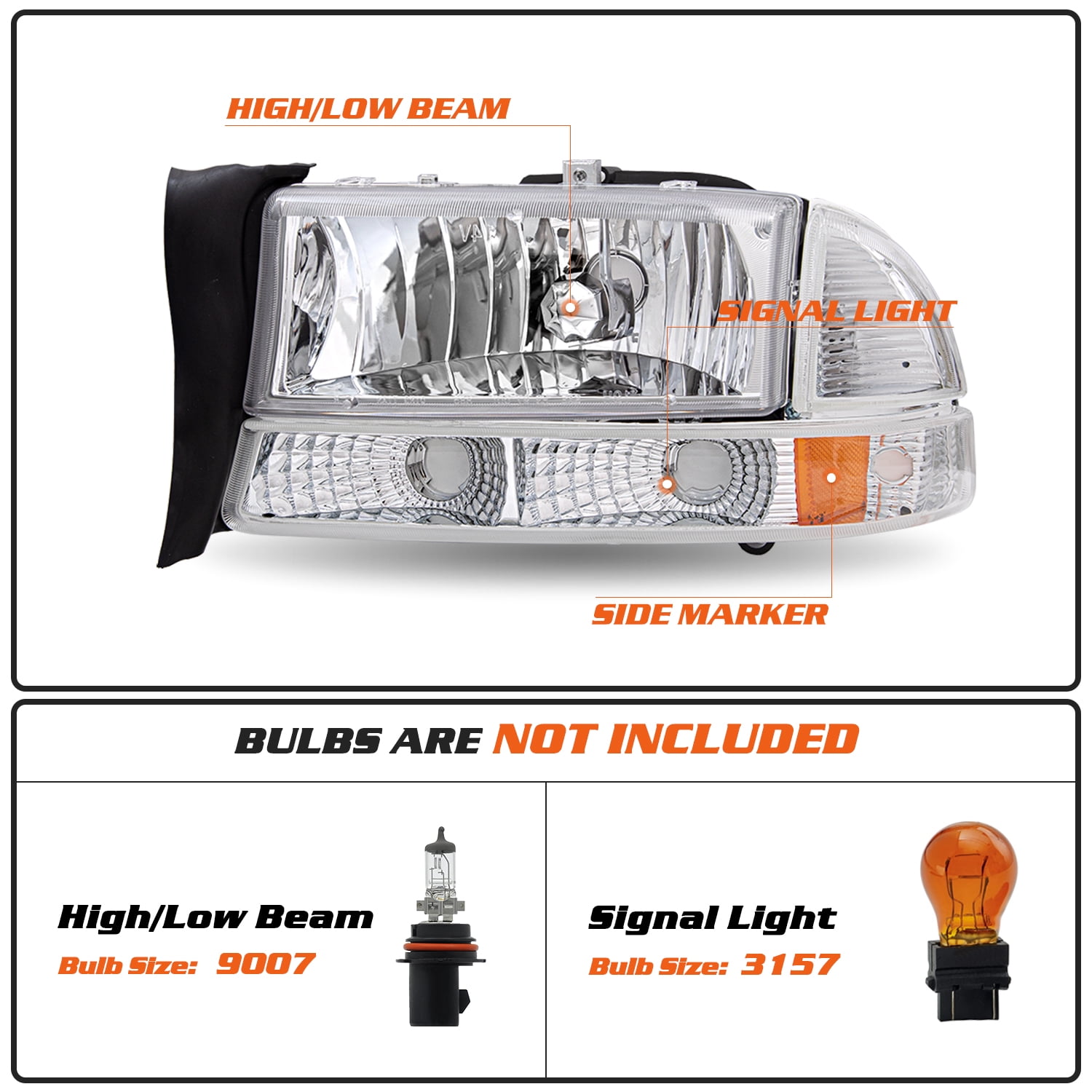 LH&RH For 1998-2003 Dodge Durango Headlamp For 1997-2004 Dodge Dakota Headlights
