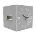 thumbnail image 1 of Reloj de pared de esquina con termómetro, reloj decorativo cuadrado con mes, fecha y Gris, 1 of 9