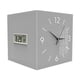thumbnail image 1 of Reloj de pared de doble cara con pantalla digital (fecha, día de la semana, temperatura). Fabricado en metal resistente. Gris, 1 of 9