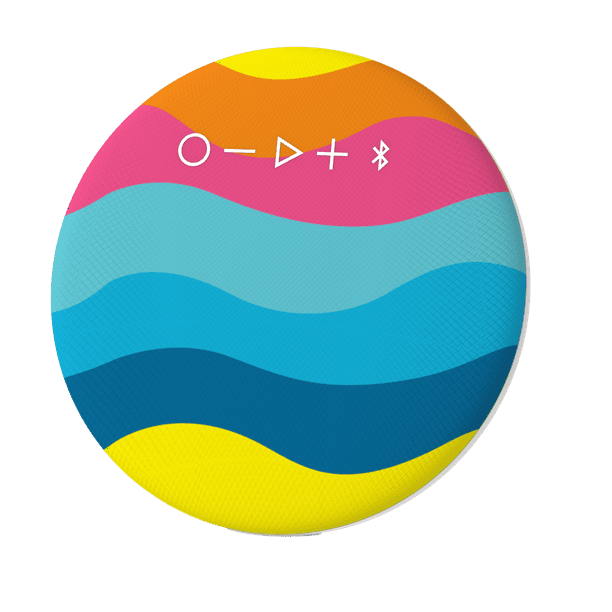 onn. Bright Wave Bluetooth Wireless Round Fabric Stereo Speaker with BuiltIn Stand, IPX4 Water