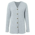 thumbnail image 6 of Womens Sweaters Clearance Long Sleeve Basic Cardigan Soft Cozy Solid Button Down Cardigan Light Gray S, 6 of 6
