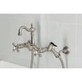 thumbnail image 2 of Kingston Brass KS2448AXBS Heritage Double-Handle Wall-Mount Bridge Kitchen Faucet with Brass Sprayer, Brushed Nickel, 2 of 7