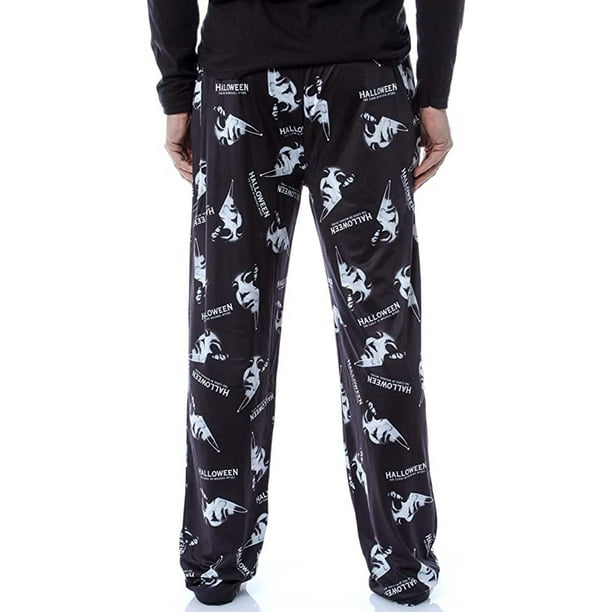 Halloween Michael Myers Men's Horror Film Allover Pattern Adult Lounge  Sleep Pajama Pants, Black, X-Large 