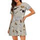 thumbnail image 1 of Fotbe Dog Animal Bata de Dormir para Mujer con Estampado, Camisón de Algodón de Manga Corta, Ropa de Dormir Casual, 1 of 6