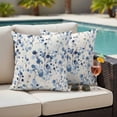 thumbnail image 4 of Blue Botanical Outdoor Waterproof Pillow Covers, Country Spring Summer Floral Leaves Decorative Square Throw Pillowcase Sofa Cushion Sham for Patio/Couch/Chair, 16"x16" 2 Pack, 4 of 8