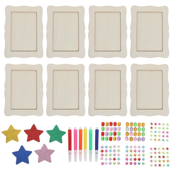 BESTYASH 1Set DIY Wooden Picture Frame Craft Kit Unfinished Wood Frame for Painting and Decorating