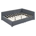 thumbnail image 6 of Upholstered Daybed with 2 Storage Drawers, Full Size Platform Bed with Armrest and 10 Wood Slats Support, Solid Wood Bed Frame for Bedroom Living Room, No Box Spring Needed, Gray, 6 of 7