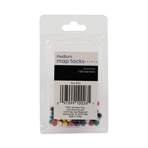 Map Tacks, Plastic, Assorted, 0.38 Map Tacks, Plastic, Assorted, 0.38