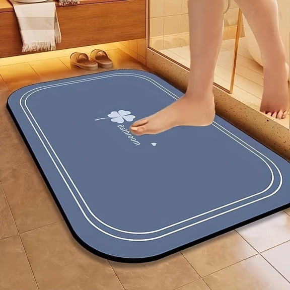 50*80cm Light Blue Diatomite Quick-Dry Bathroom Rug,1pc Quick-Dry Bathroom Mat, Pet Feeding Mat, Super Absorbent Diatomite Floor Mat, Non-Slip Water-Absorbent Floor Mat, Soft Comfortable Bathroom Mat