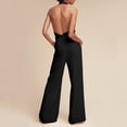 thumbnail image 7 of GILIGEGE Sleeveless Jumpsuit Wrapped V Neck Elegant for Womens Halter Dressy Casual Wide Leg Pant 2025 One Piece Romper Outfits Women's Sleeveless Deep V Halter Neck Backless Waist Jumpsuit Black L, 7 of 7