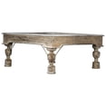 thumbnail image 3 of Antique Teak Wood Door Repurposed 43" Square Distressed White Coffee Table | Country Ranch Style Center Table | Unique Unusual Coffee Table, 3 of 6