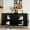 Black, variant on Accent Storage Cabinet With 4 Glass Doors: Mint Lacquered Wooden For Living Room, Entryway, Hallway, Office, Kitchen And Dining Vintage Touch Adjustable Shelves Reading Inside