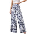 thumbnail image 2 of Palazzo Pants for Women 2026 Spring Summer Lightweight Chiffon Elastic Waist Mid Rise Wide Leg Flowy Boho Beach Pants, 2 of 6