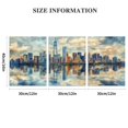 thumbnail image 3 of NYC Canvas Wall Art Abstract Painting Wall Decor Indigo Blue Gray Panoramic Art Print New York Skyline Reflection Pictures Artwork Landscape Living Room Bedroom Decoration, 3 of 6