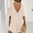 thumbnail image 5 of KyCheLot Summer Outfits for Women Rompers Knit Ribbed Short Sleeve Crewneck Tee Romper with Pockets, 5 of 7