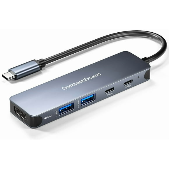 Hub USB-C DockTeckExpand 5 en 1 con HDMI 4K, MacBook PD de 100 W