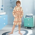 thumbnail image 5 of FORMRS Niños Bathrobe Unisex Hooded Robe Soft Plush Pajamas Sleepwear, Size 2-3T, Beige Geometric, 5 of 7