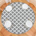 thumbnail image 2 of Gray and White Geometric Lattice Pattern Round Fitted Tablecloth with Elastic Edge,Dining Table Cover Waterproof,Outdoor Round Tablecloth for Camping,Dining,Indoor and Outdoor, 2 of 7