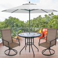 thumbnail image 2 of 31.5" Outdoor Patio Bistro Metal Dining Table Round Glass Top Patio Table with Umbrella Hole for Backyard Lawn Balcony Deck, 2 of 8