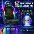 thumbnail image 2 of Seenda Gaming Chair, Computer Chair with RGB LED Lights, Ergonomic Chair for for Adults and Kids with Flip Armrests & Headrest Lumbar Support, Black, 2 of 8
