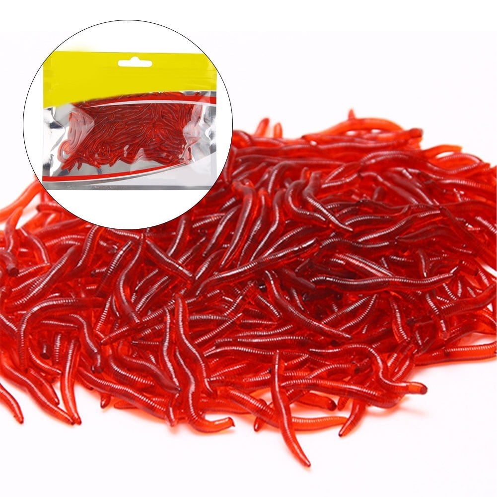 100pcs Lifelike Fishy Smell Red Worms Soft Bait Simulation Earthworm