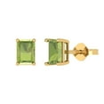thumbnail image 2 of 1.0 Ct Emerald Cut Studs Green Natural Peridot 18K Yellow Solid Solid Gold Everyday Dainty Earrings Push Back, 2 of 7