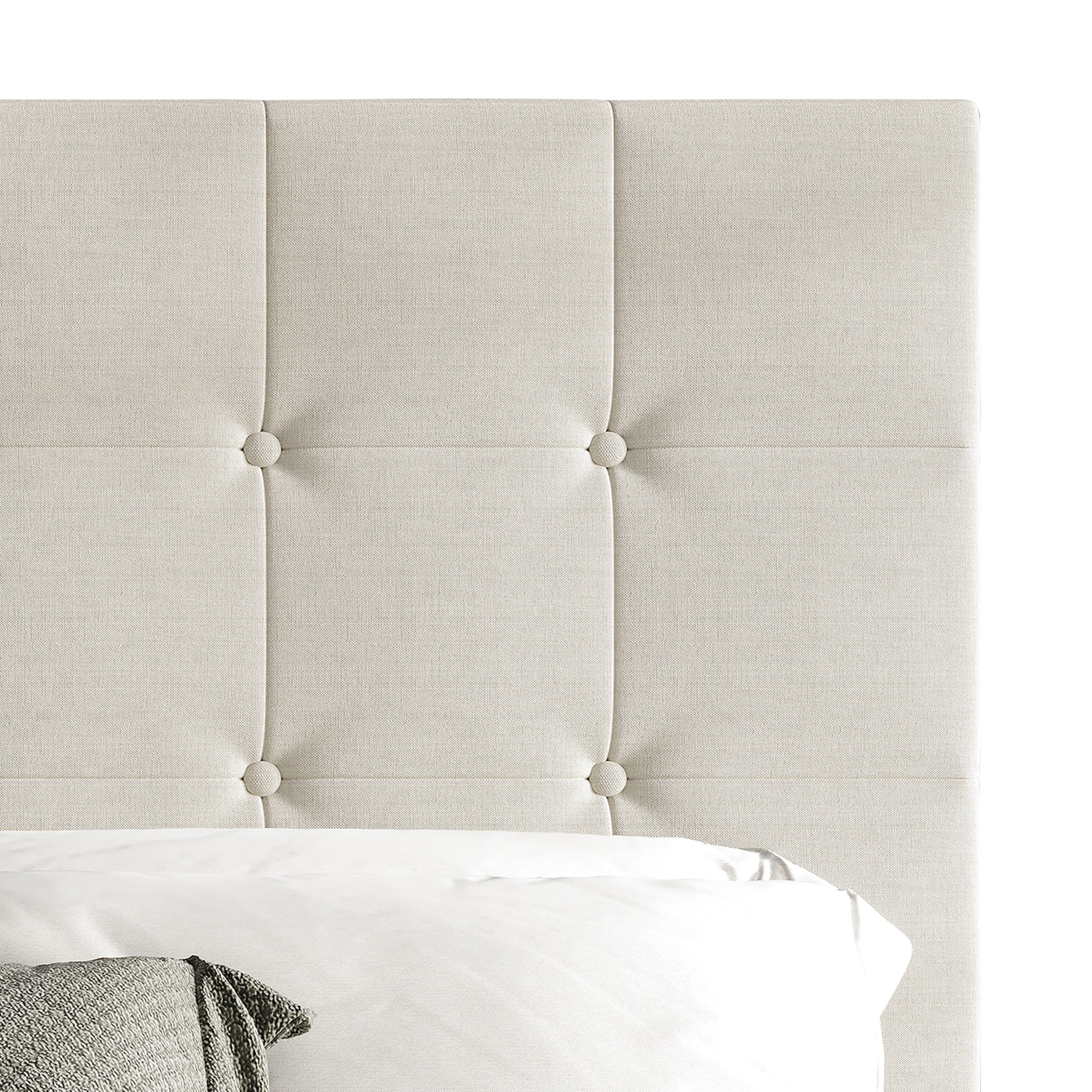 Home Design Ida King Upholstered Transitional Adjustable Headboard With Button Tufted For Adult, Grey