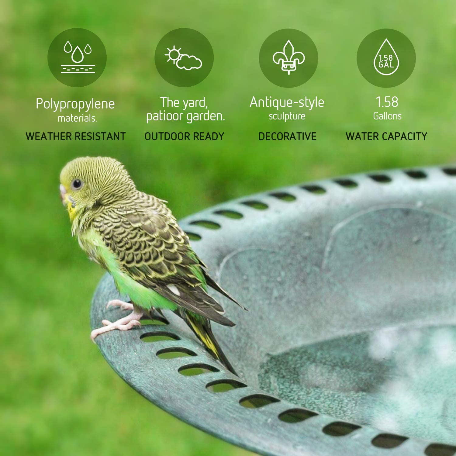 Weather Resist Details about   VIVOSUN 2-in-1 Outdoor Garden Bird Bath with Flower Planter Base 
