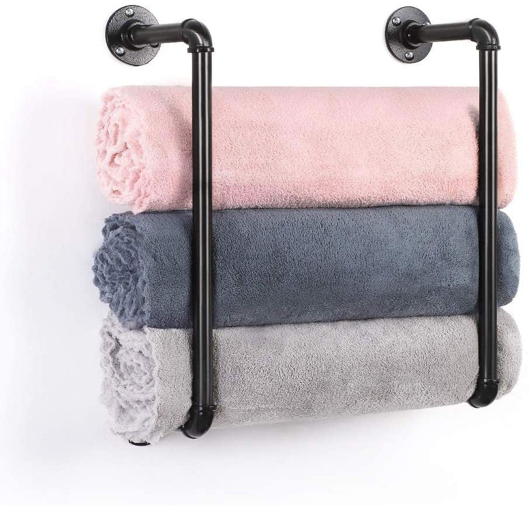 Towel Rack, Brushed Industrial Pipe Hanger Rack Set of 2