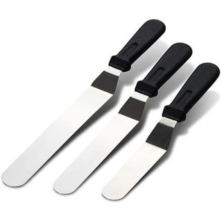 Icing Spatula, Offset Spatula Set, Stainless Steel with PP Plastic Handle  Angled Cake Decorating Frosting Spatula Set of 3 (Black) 