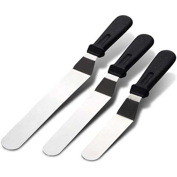 Espátulas angulares para glaseado, espátula de acero inoxidable para decoración de tartas, herramientas de repostería para bricolaje, juego de 3 (6 pulgadas, 8 pulgadas y 10 pulgadas)