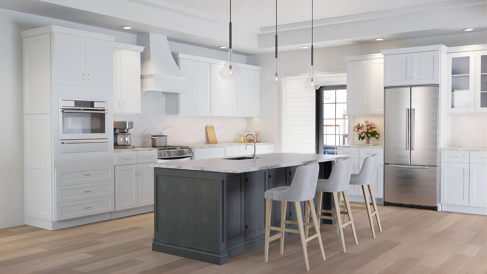 Furinno Shaker Wall Kitchen Cabinet 2 Doors-2 Shelves, Ready to Assemble, 12 D x 36 W x 36 H, White