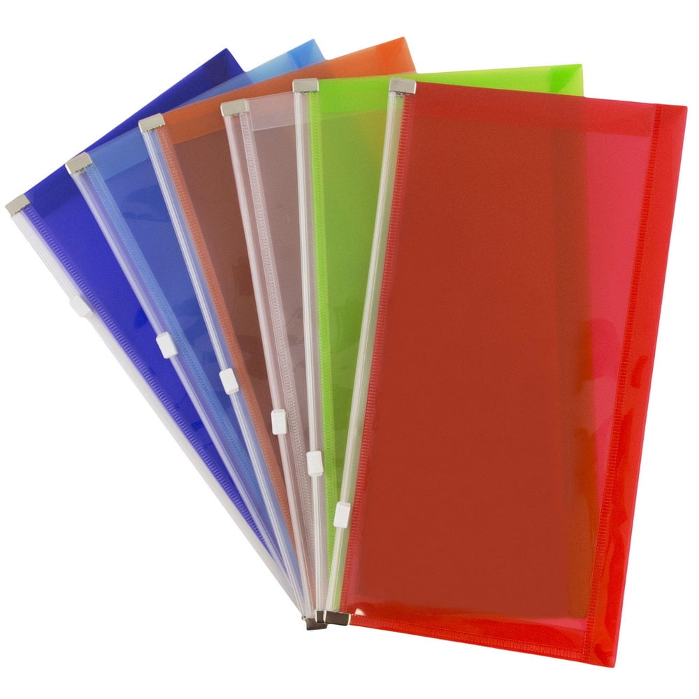 JAM Paper Zip Closure, #10 Booklet, Assorted, 6 Per Pack